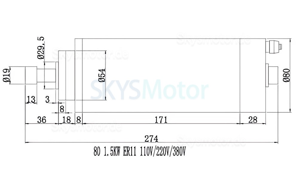 1,5kW 110V/220V Wassergek&uuml;hlter Spindelmotor Bausatz huajiang1.5 + H100-1.5C2/S2 mit Frequenzumrichter + Wasserpumpe + 13 ER20-Spannzangen + Halterung